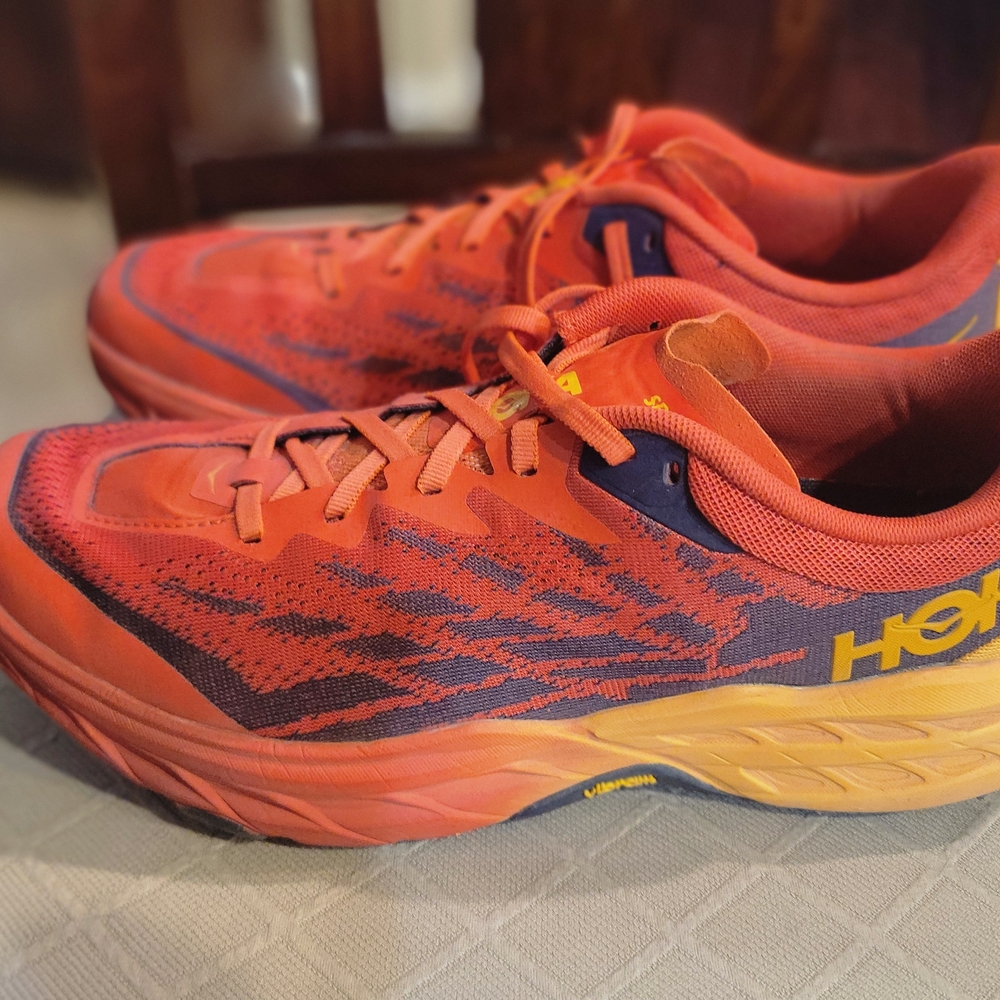 Hoka Orange and Yellow Running Shoes